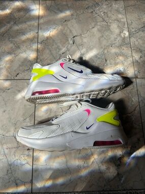 Nike White Sneakers with Neon Pink, Yellow & Blue Accents